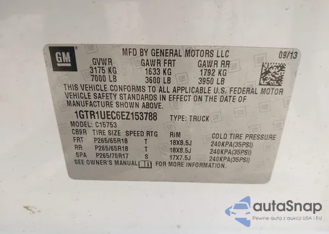 2014 GMC Sierra 1500 Sle из США, поврежденный, VIN 1GTR1UEC6EZ153788